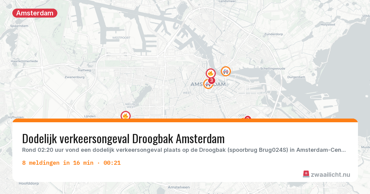 Kaart van de activiteitspiek bij Amsterdam