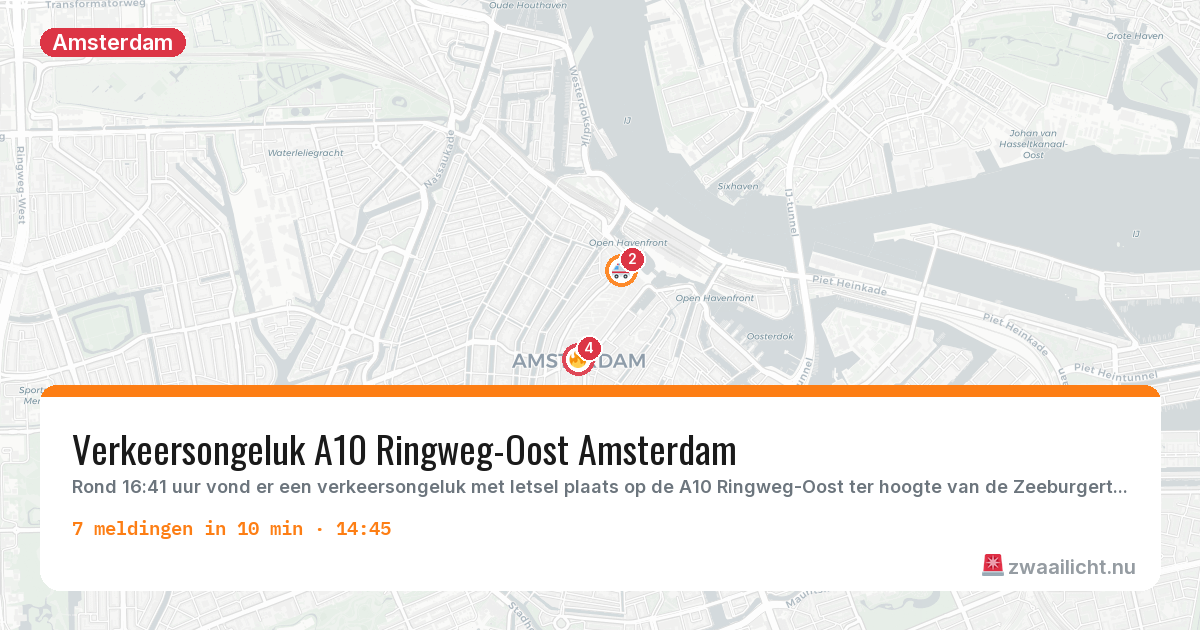 Kaart van de activiteitspiek bij Amsterdam