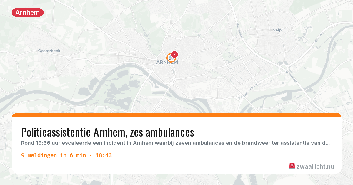 Kaart van de activiteitspiek bij Arnhem