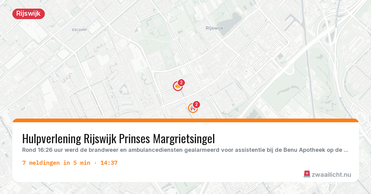 Kaart van de activiteitspiek bij Rijswijk
