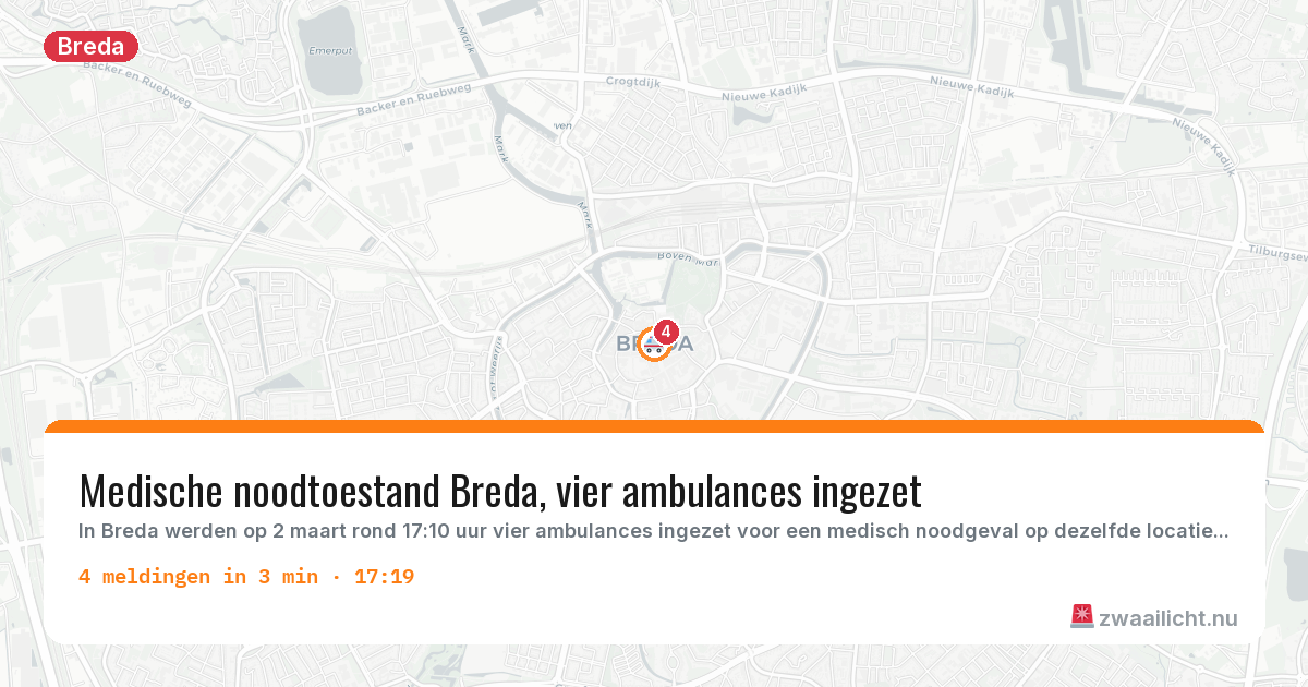 Kaart van de activiteitspiek bij Breda