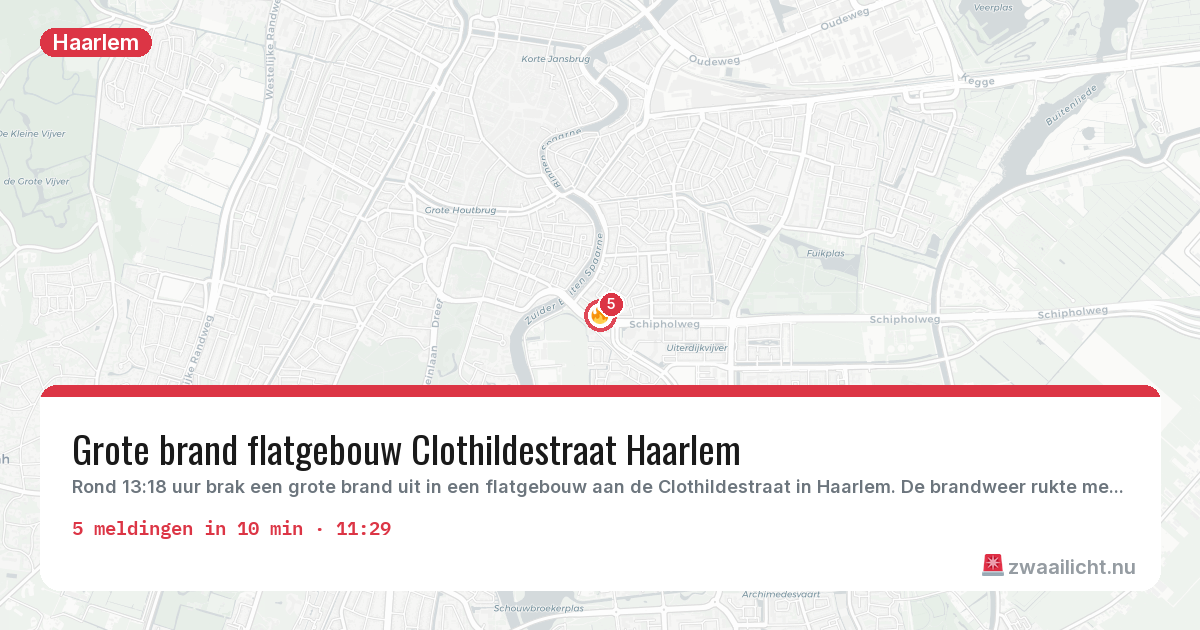 Kaart van de activiteitspiek bij Haarlem