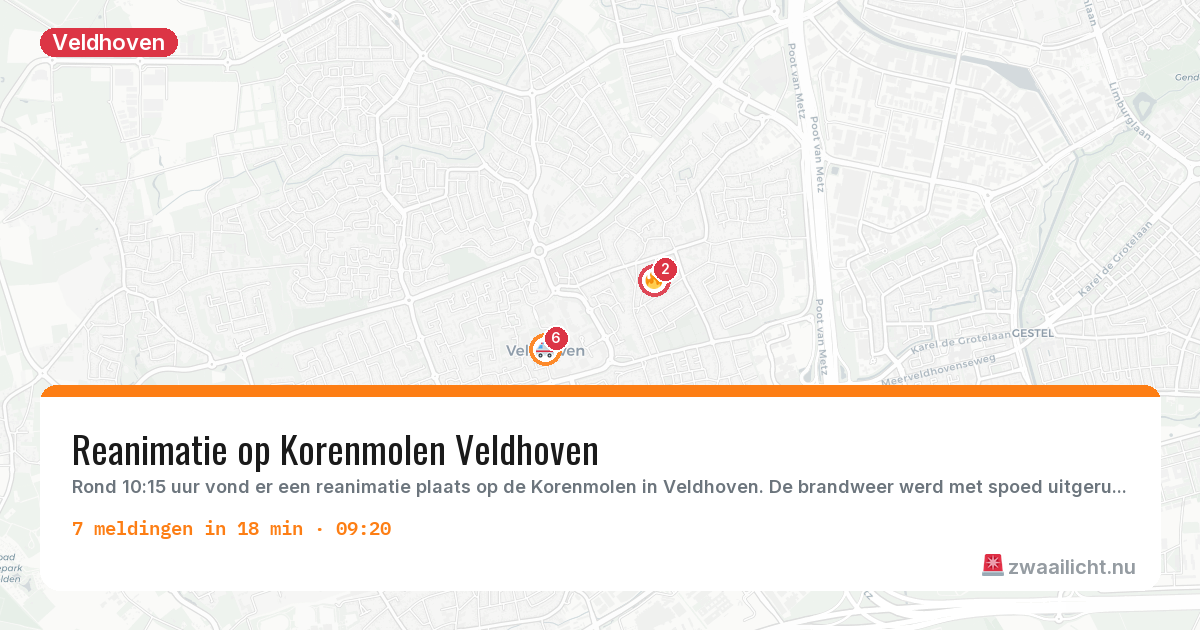 Kaart van de activiteitspiek bij Veldhoven