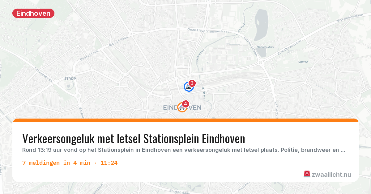 Kaart van de activiteitspiek bij Eindhoven
