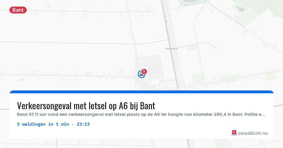 Kaart van de activiteitspiek bij Bant