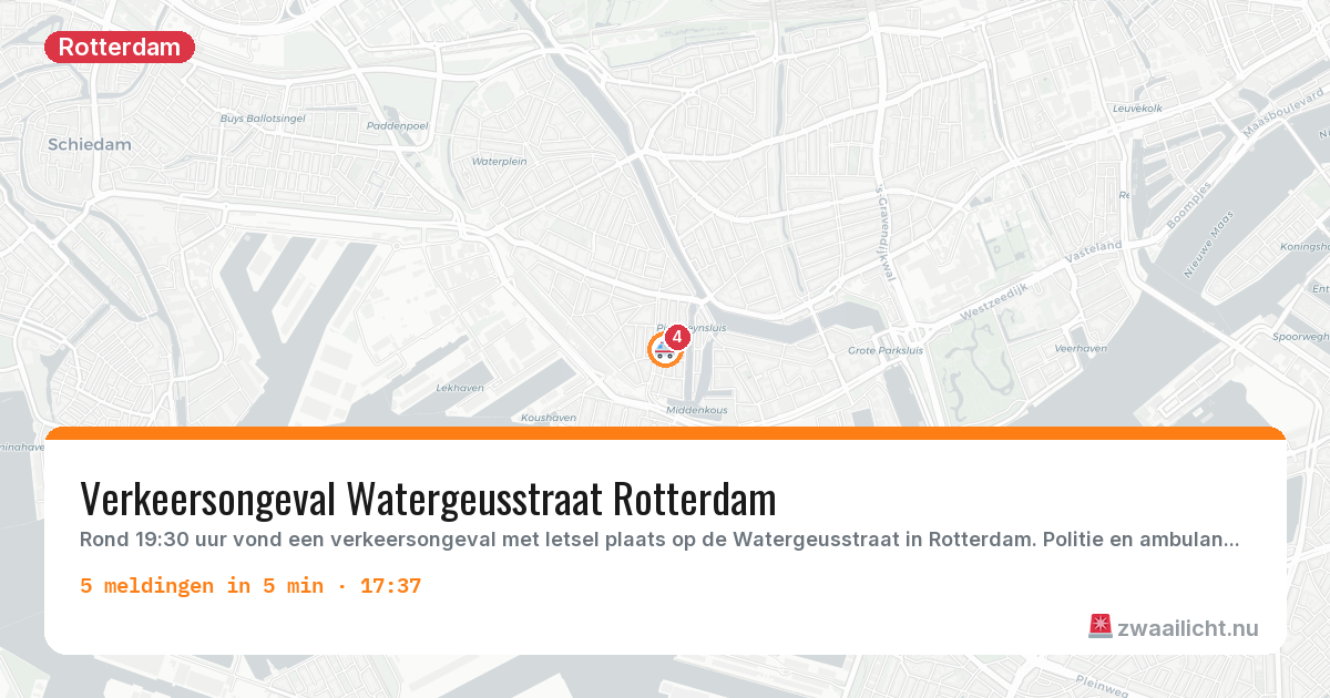 Kaart van de activiteitspiek bij Rotterdam