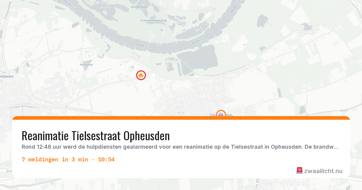 Kaart van de activiteitspiek bij Opheusden