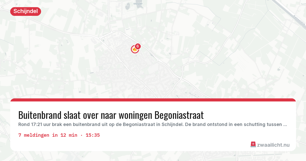 Kaart van de activiteitspiek bij Schijndel