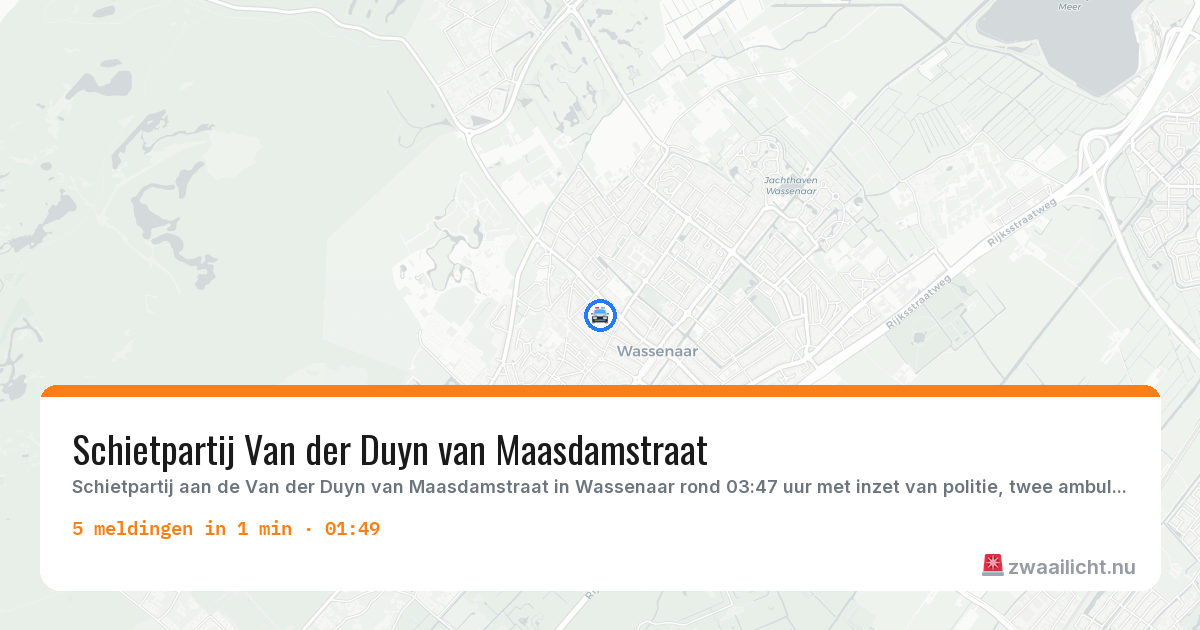 Kaart van de activiteitspiek bij Wassenaar