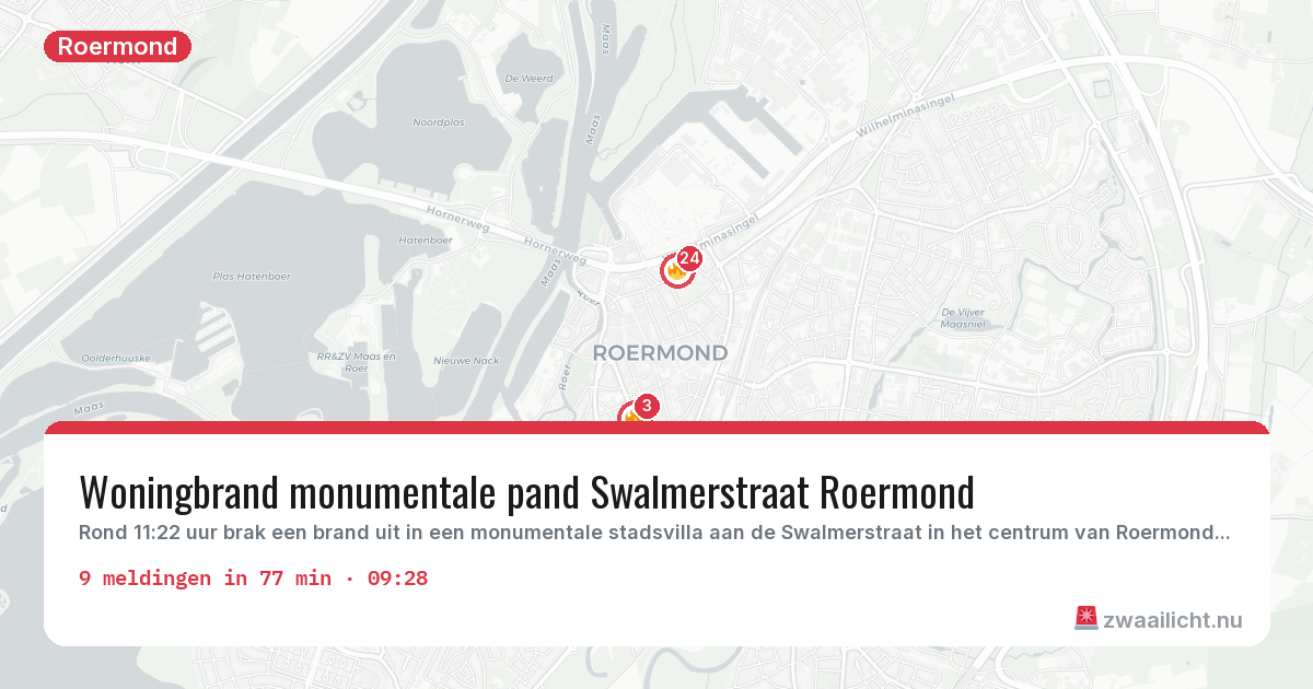 Kaart van de activiteitspiek bij Roermond