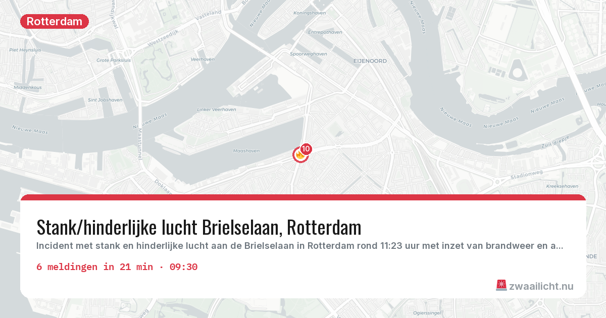 Kaart van de activiteitspiek bij Rotterdam