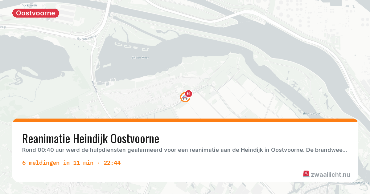 Kaart van de activiteitspiek bij Oostvoorne