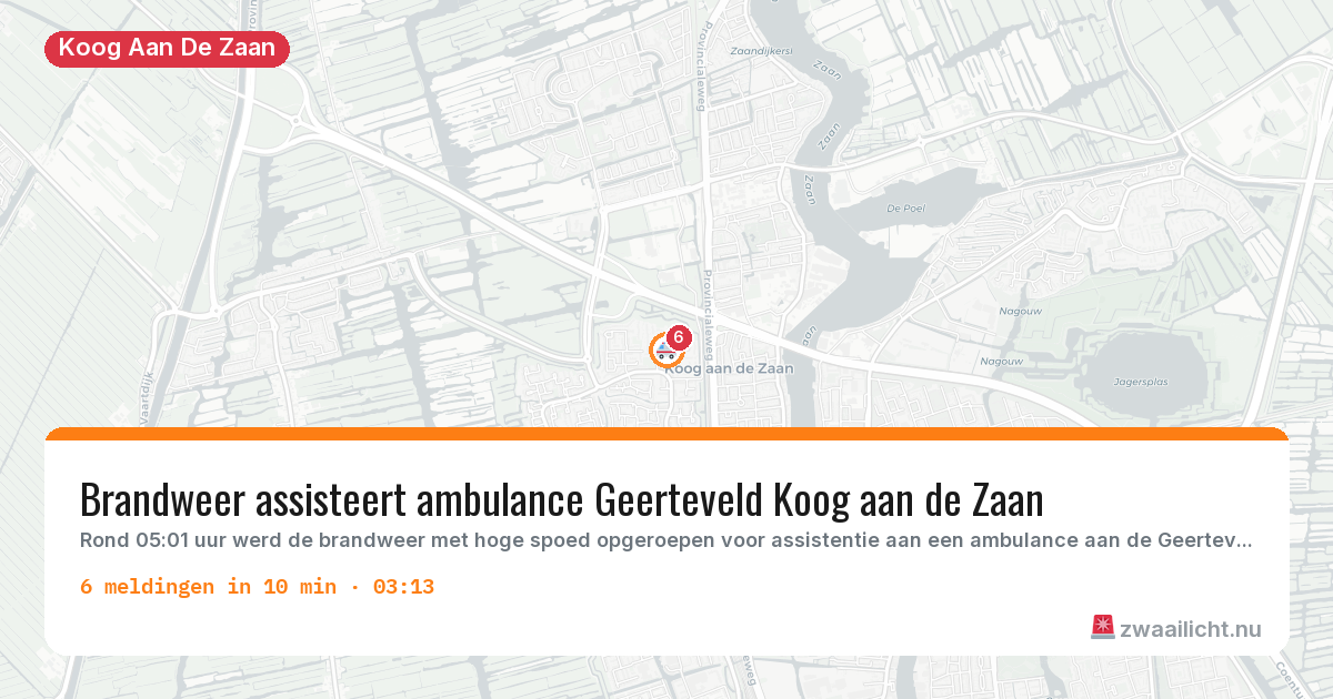 Kaart van de activiteitspiek bij Koog Aan De Zaan