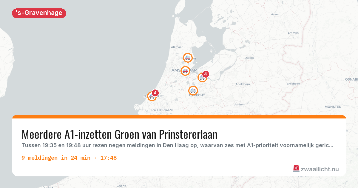 Kaart van de activiteitspiek bij 's-Gravenhage