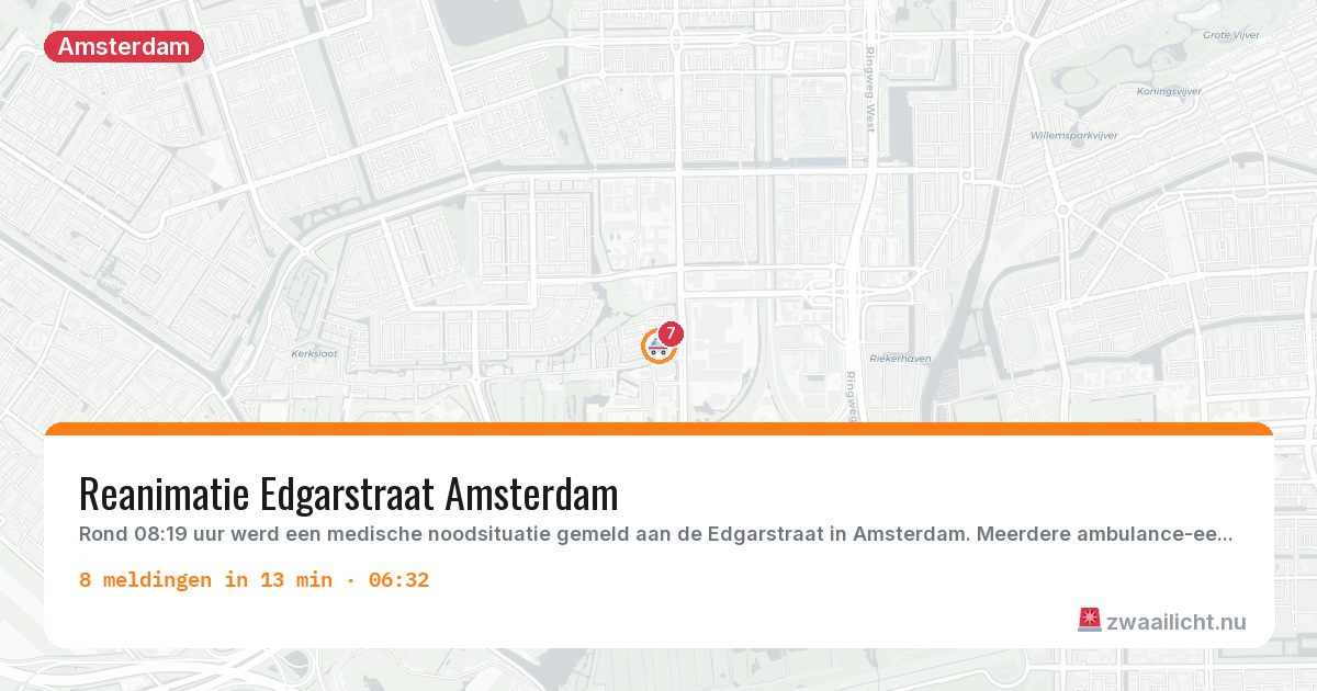 Kaart van de activiteitspiek bij Amsterdam