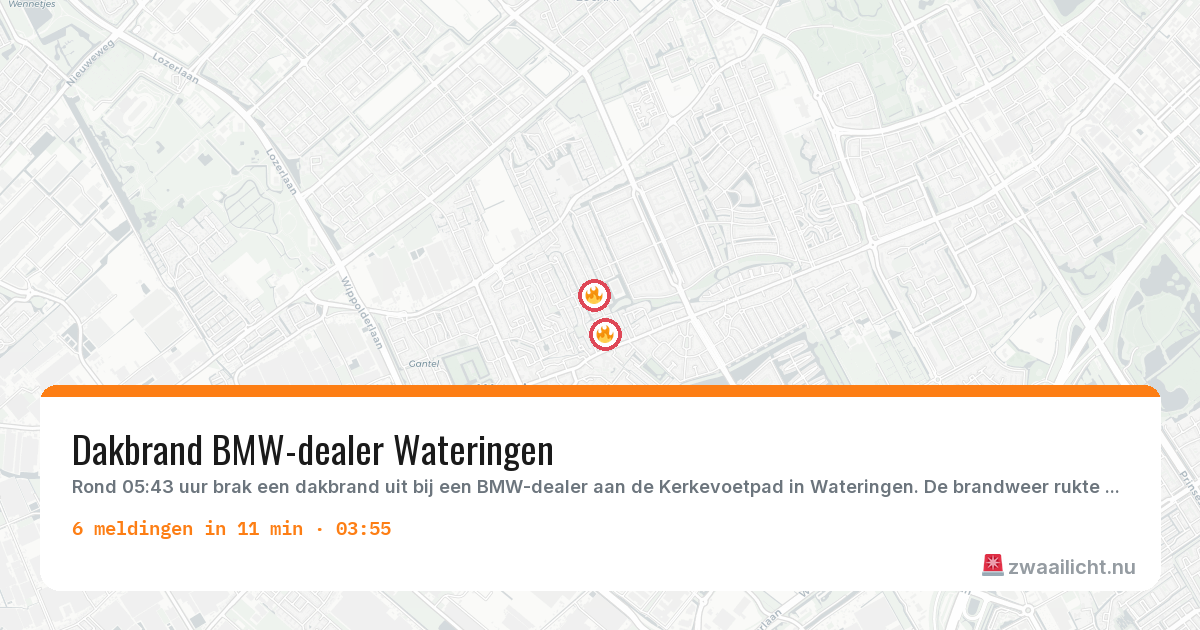 Kaart van de activiteitspiek bij Wateringen