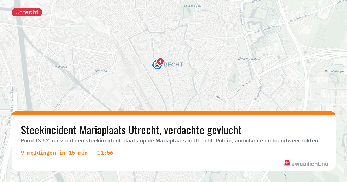 Kaart van de activiteitspiek bij Utrecht