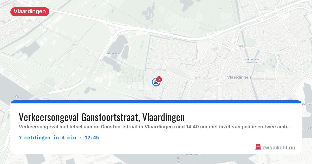 Kaart van de activiteitspiek bij Vlaardingen