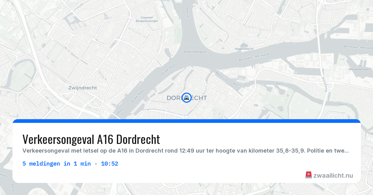 Kaart van de activiteitspiek bij Dordrecht