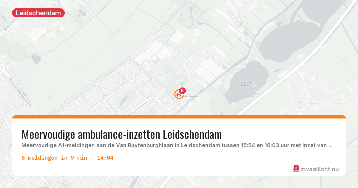 Kaart van de activiteitspiek bij Leidschendam