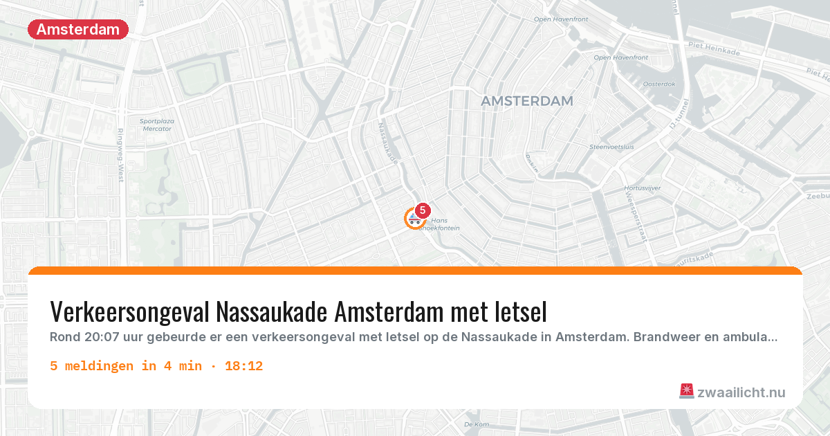 Kaart van de activiteitspiek bij Amsterdam