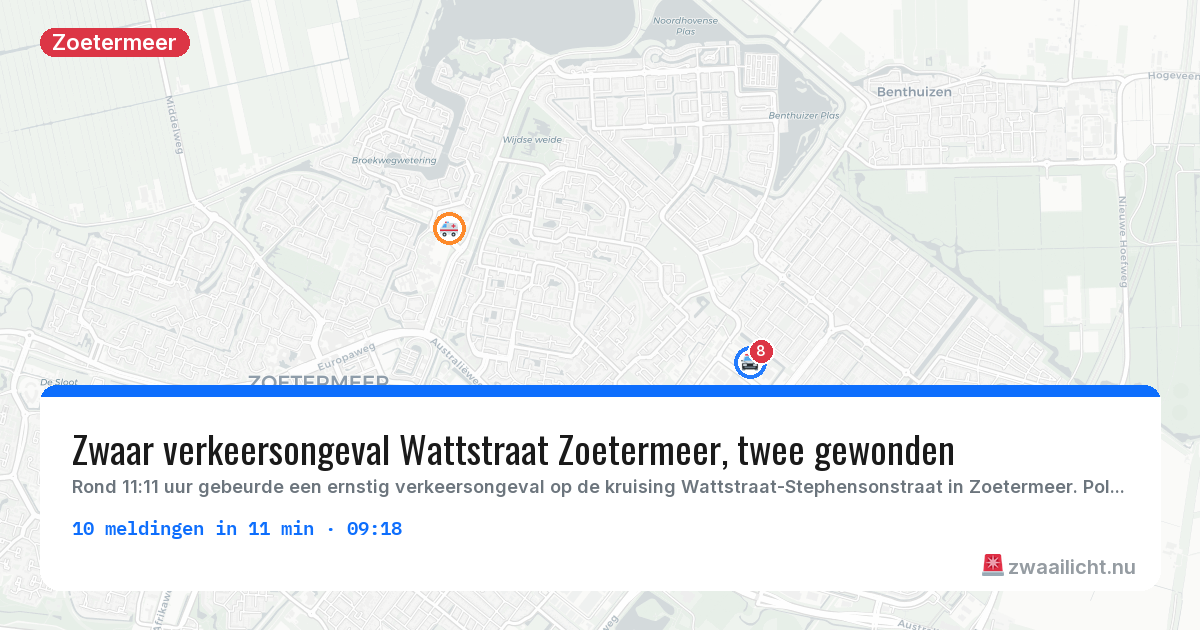 Kaart van de activiteitspiek bij Zoetermeer