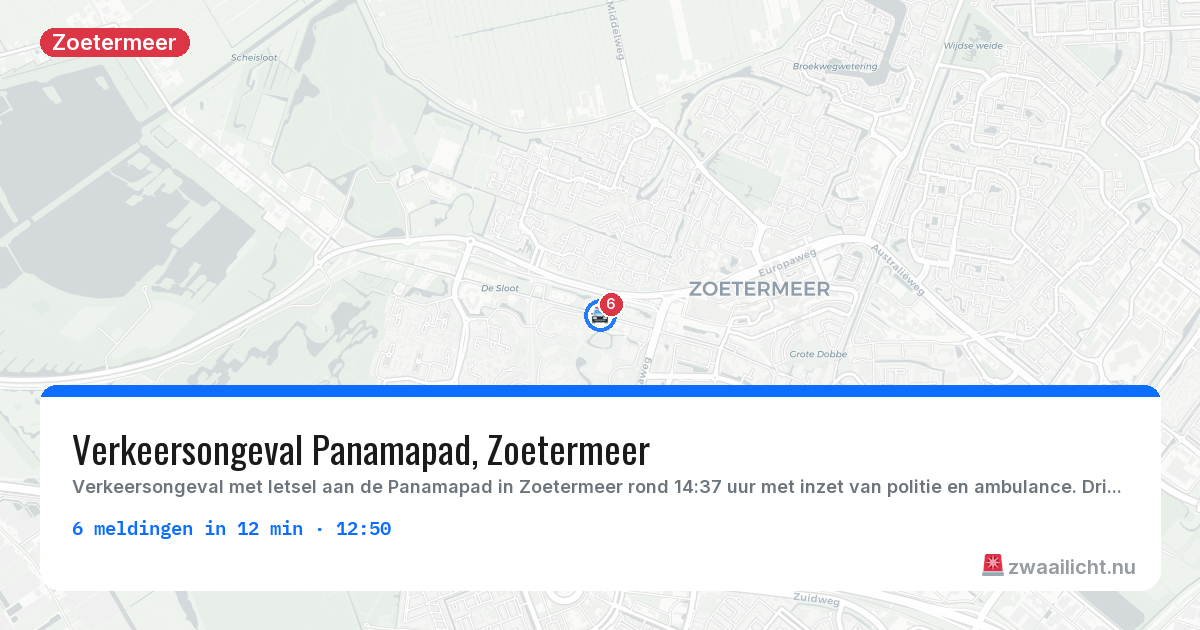 Kaart van de activiteitspiek bij Zoetermeer