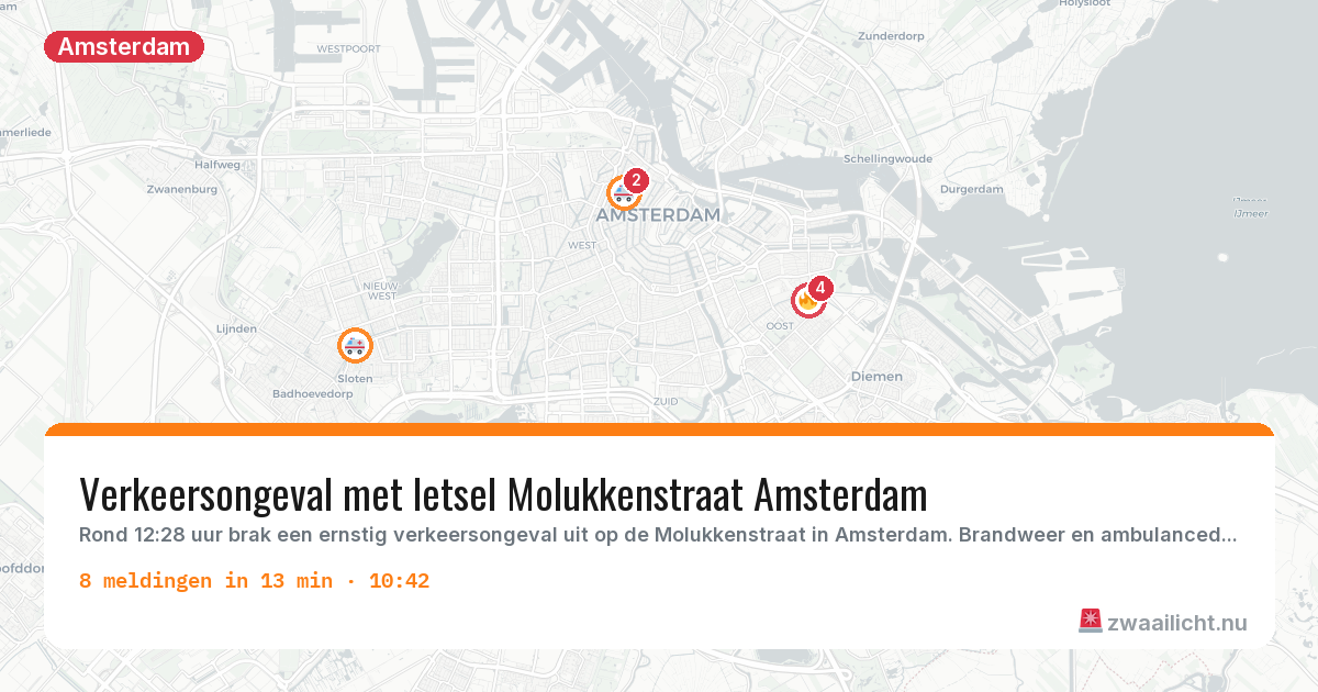 Kaart van de activiteitspiek bij Amsterdam