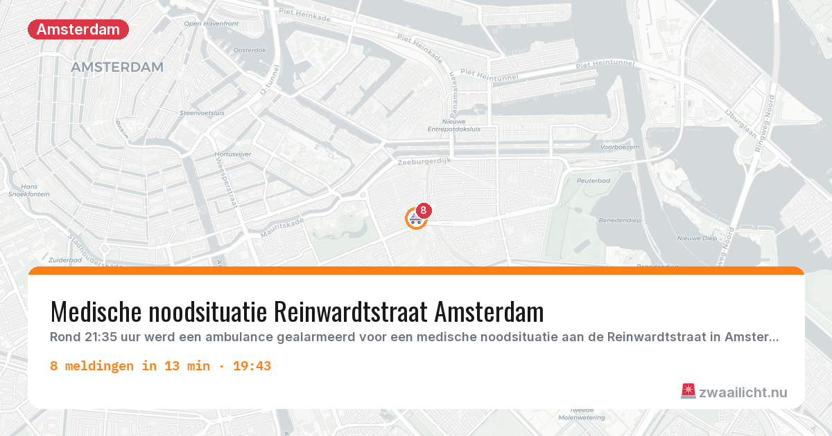 Kaart van de activiteitspiek bij Amsterdam