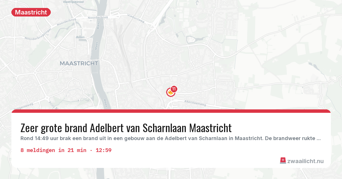 Kaart van de activiteitspiek bij Maastricht