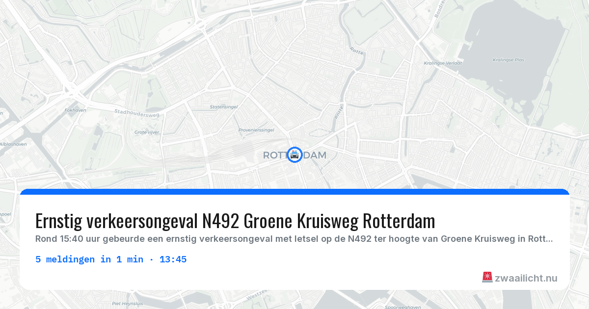 Kaart van de activiteitspiek bij Rotterdam