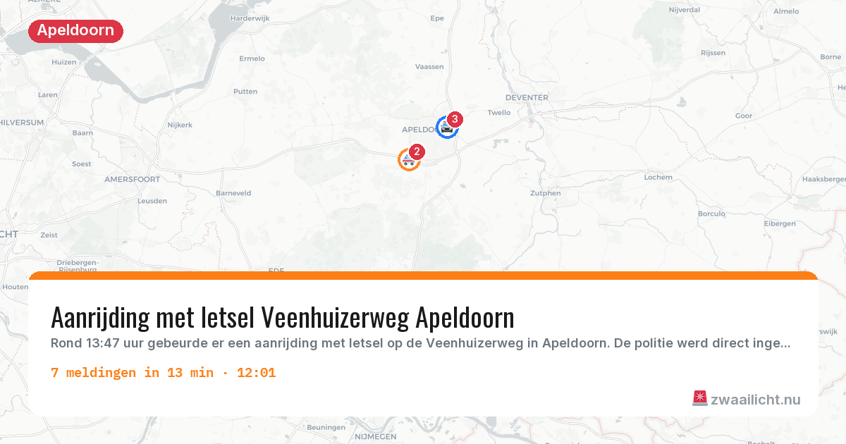 Kaart van de activiteitspiek bij Apeldoorn