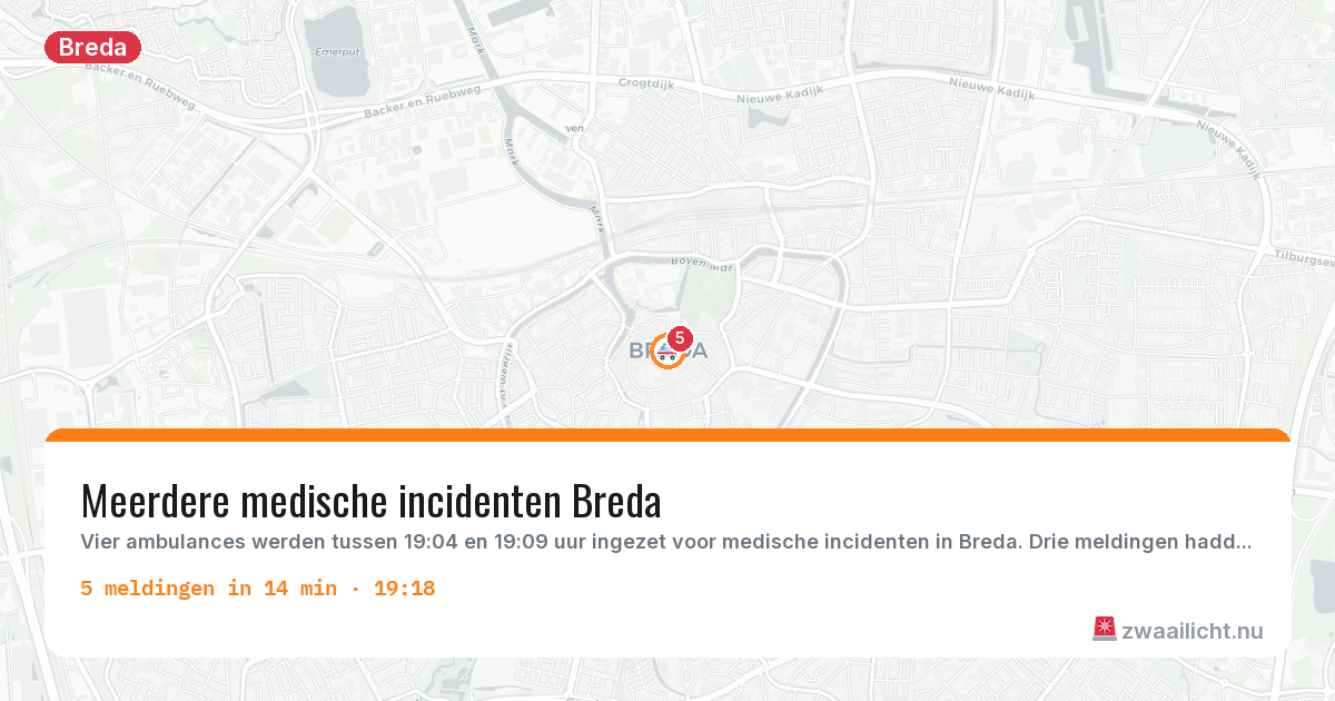 Kaart van de activiteitspiek bij Breda