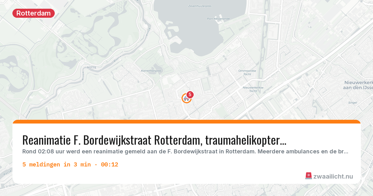 Kaart van de activiteitspiek bij Rotterdam