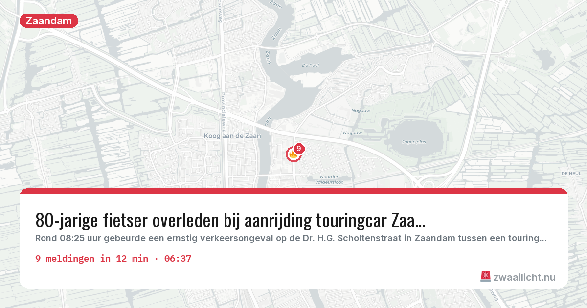 Kaart van de activiteitspiek bij Zaandam