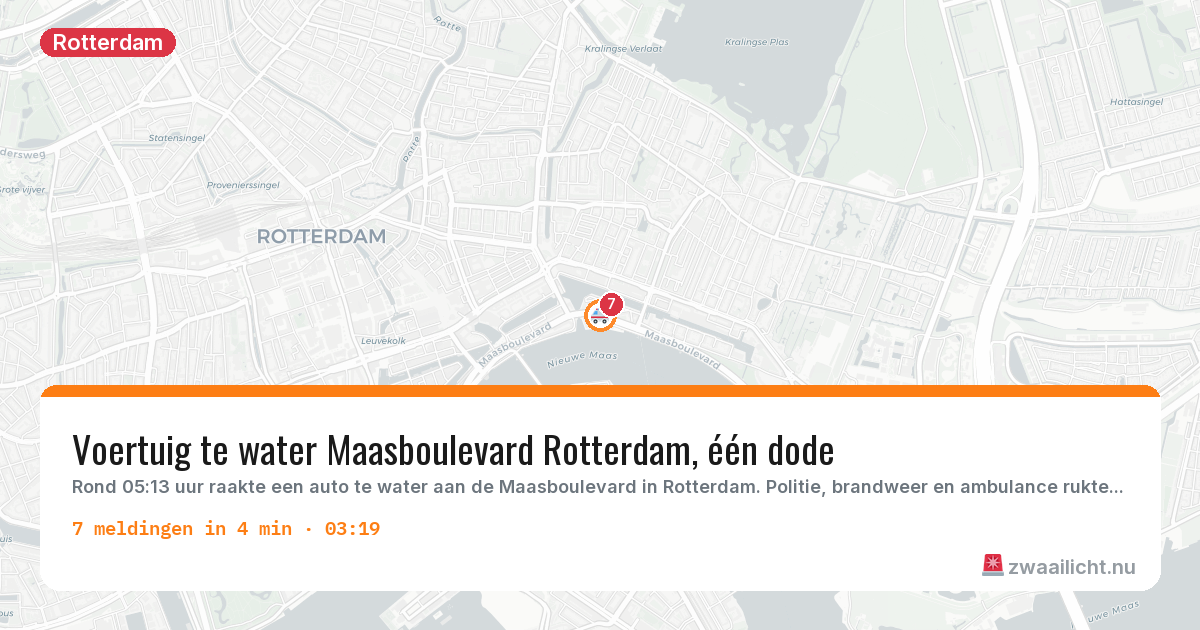 Kaart van de activiteitspiek bij Rotterdam