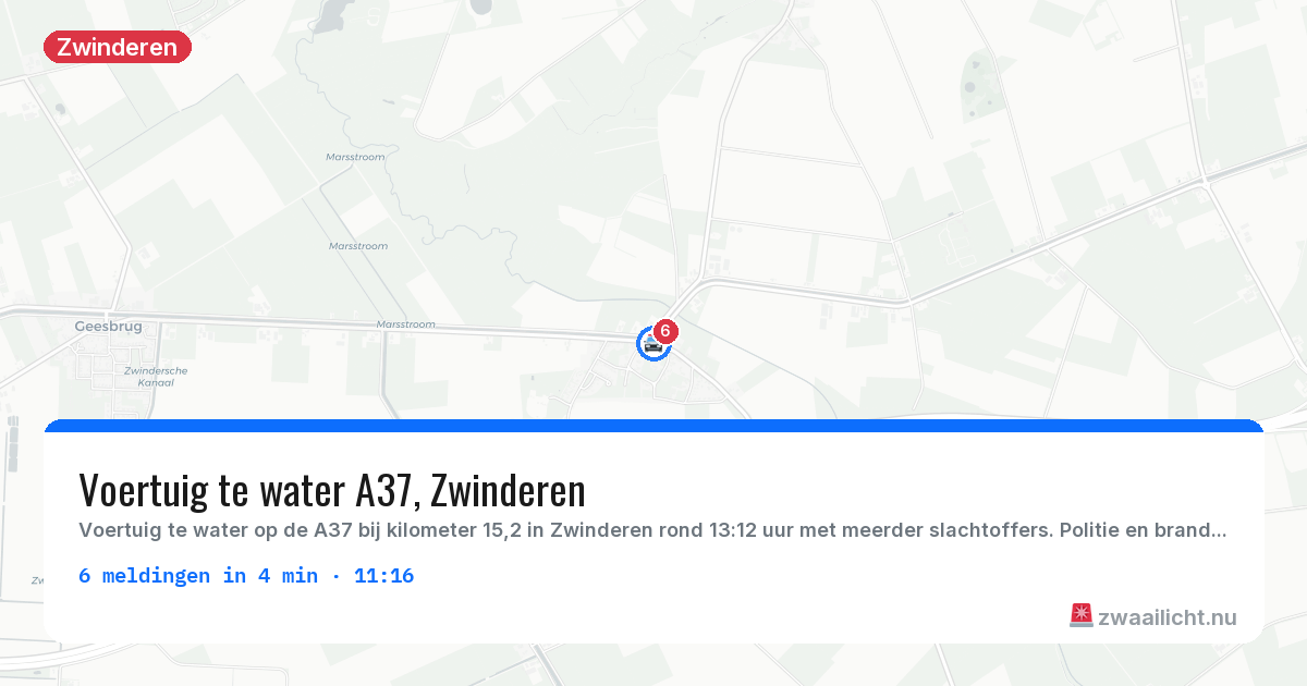 Kaart van de activiteitspiek bij Zwinderen