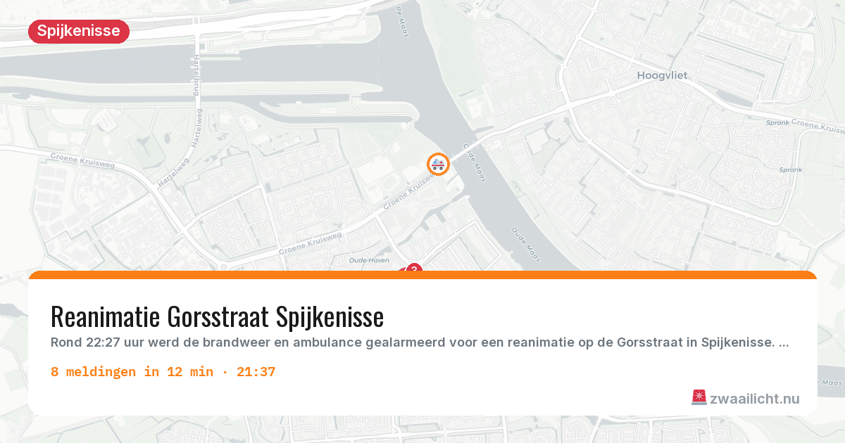 Kaart van de activiteitspiek bij Spijkenisse
