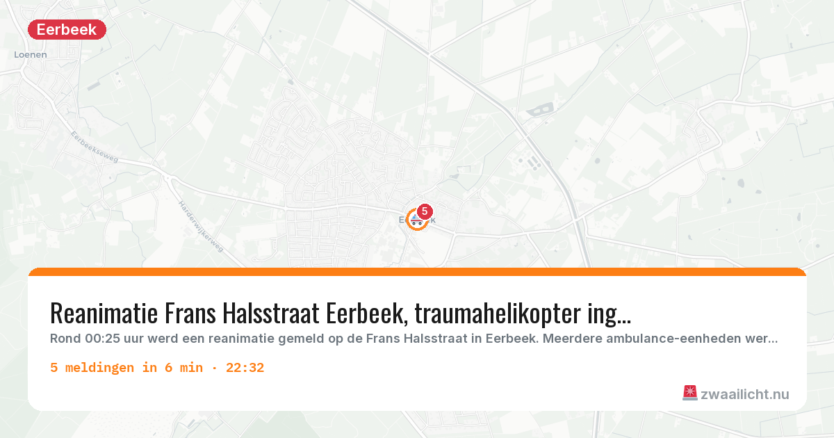 Kaart van de activiteitspiek bij Eerbeek