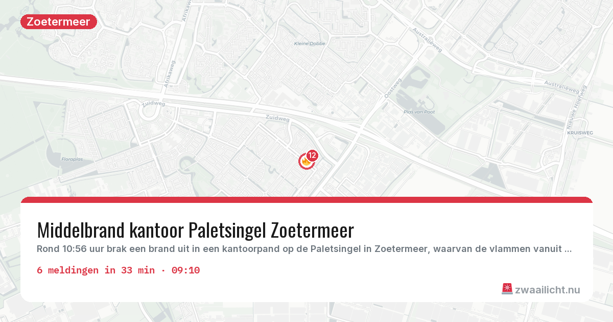 Kaart van de activiteitspiek bij Zoetermeer