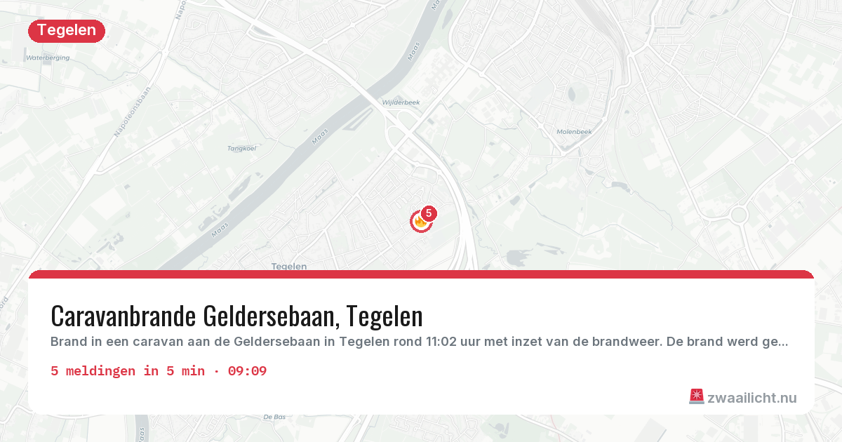 Kaart van de activiteitspiek bij Tegelen