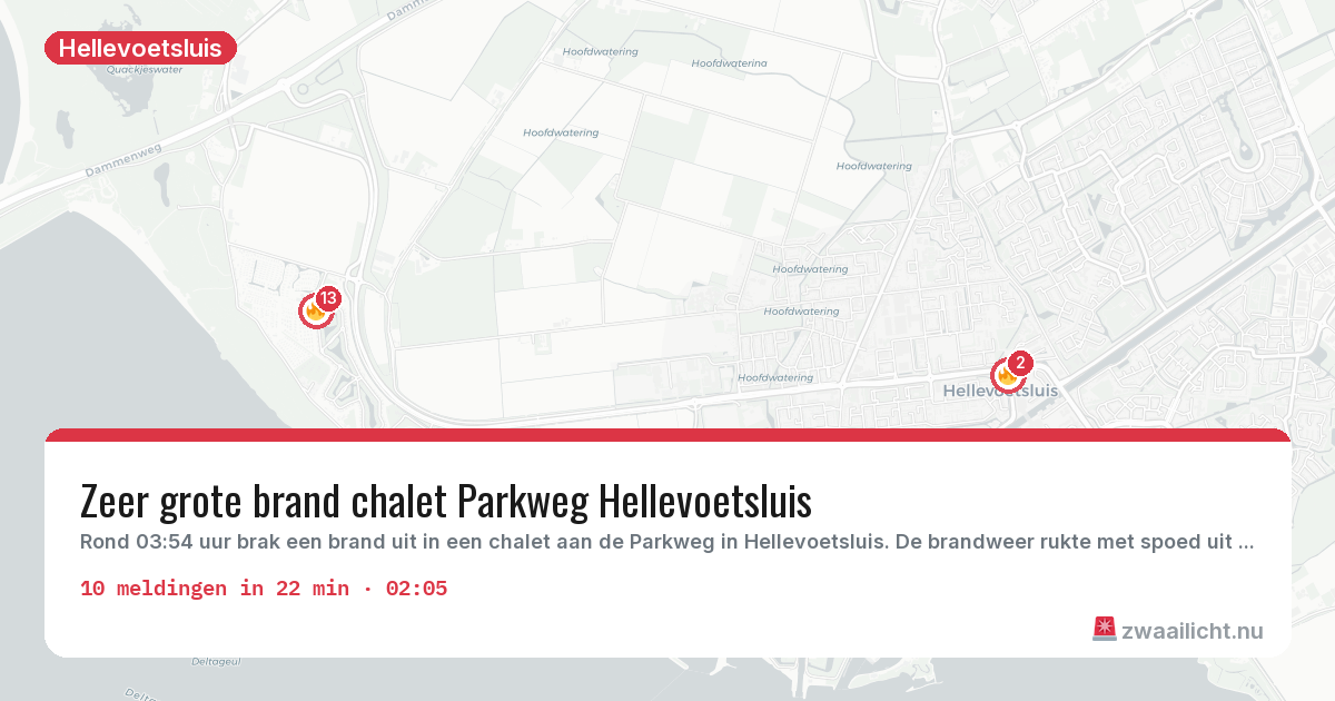Kaart van de activiteitspiek bij Hellevoetsluis