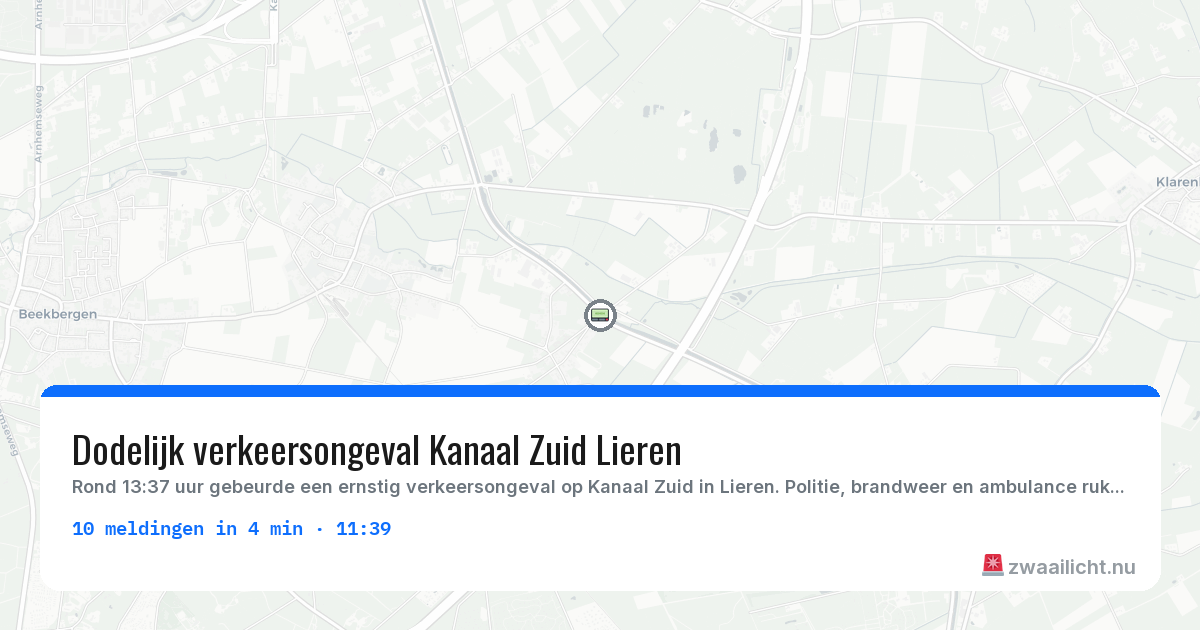 Kaart van de activiteitspiek bij Lieren