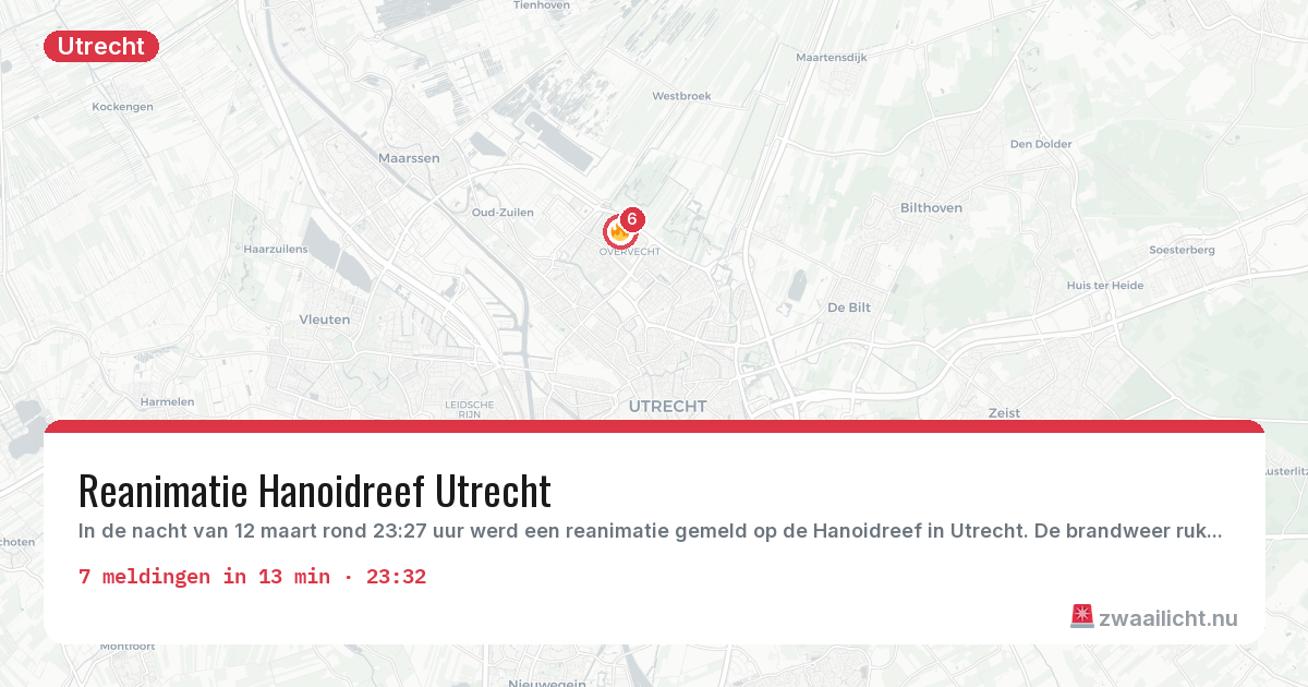 Kaart van de activiteitspiek bij Utrecht