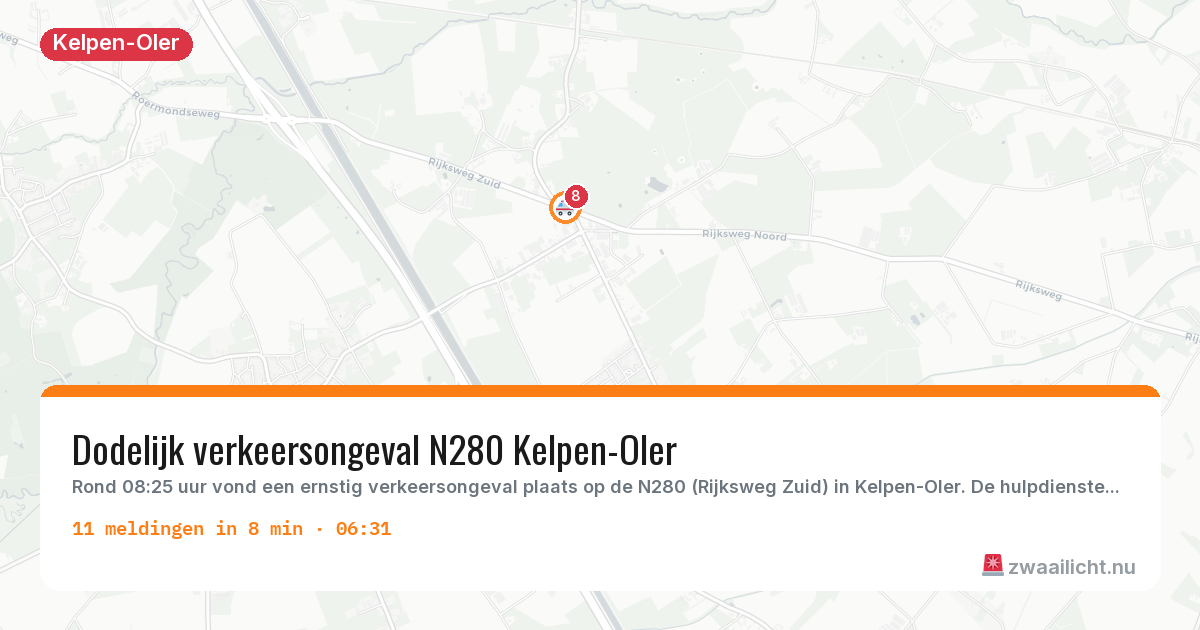 Kaart van de activiteitspiek bij Kelpen-Oler