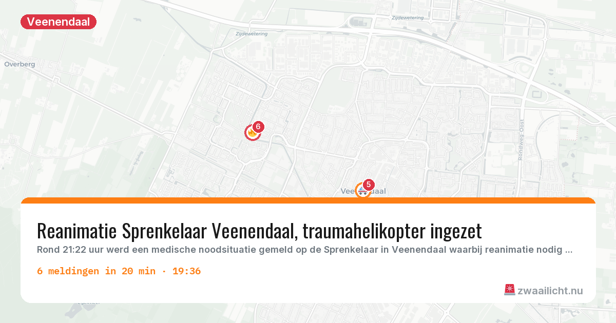 Kaart van de activiteitspiek bij Veenendaal