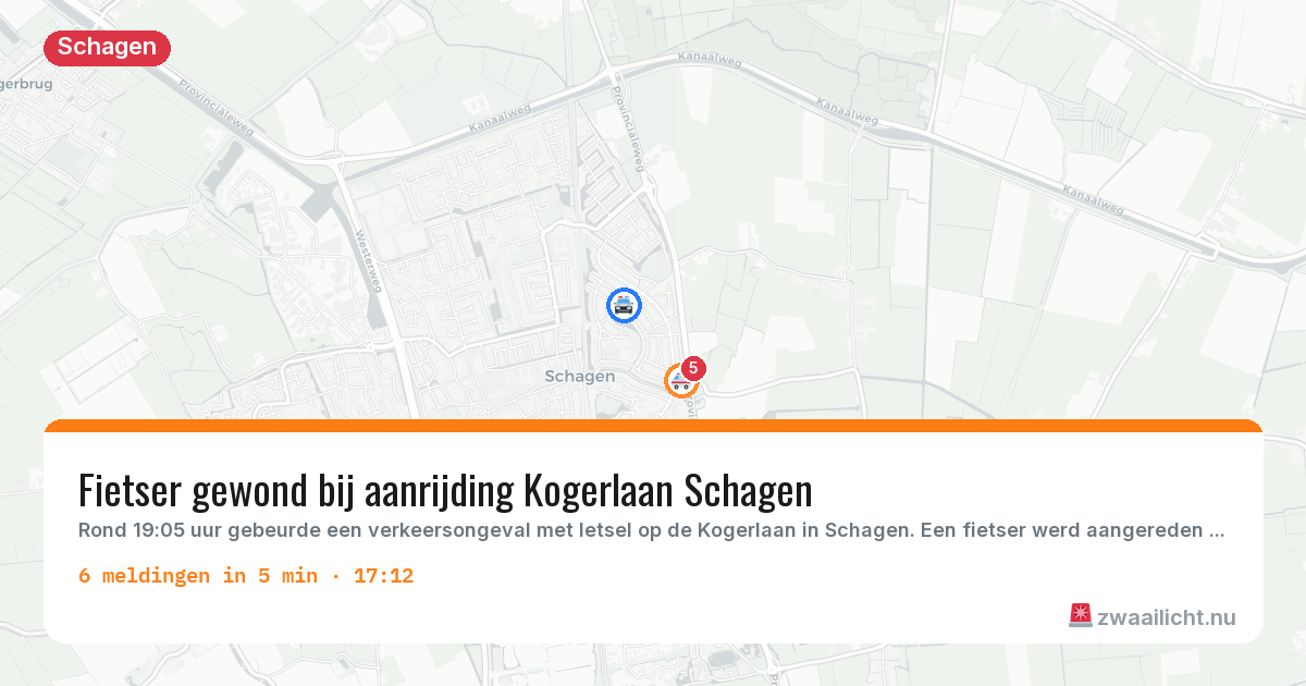 Kaart van de activiteitspiek bij Schagen