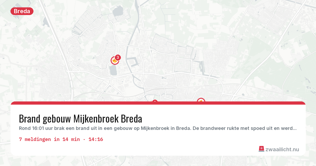 Kaart van de activiteitspiek bij Breda