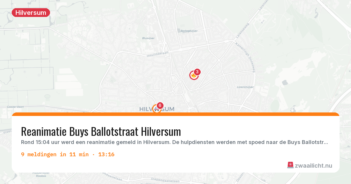 Kaart van de activiteitspiek bij Hilversum