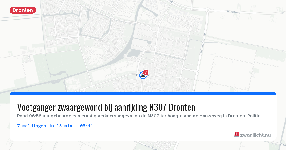 Kaart van de activiteitspiek bij Dronten
